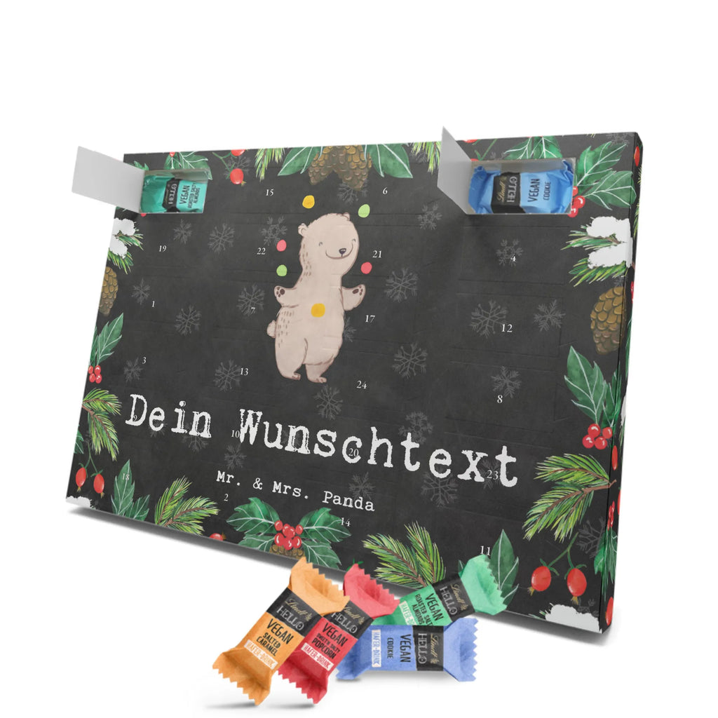 Personalisierter veganer Adventskalender Bär Jonglieren Personalisierter veganer Adventskalender, Geschenk, Sport, Sportart, Hobby, Schenken, Danke, Dankeschön, Auszeichnung, Gewinn, Sportler, Jonglieren, Jongleur, Zirkus, Artistik