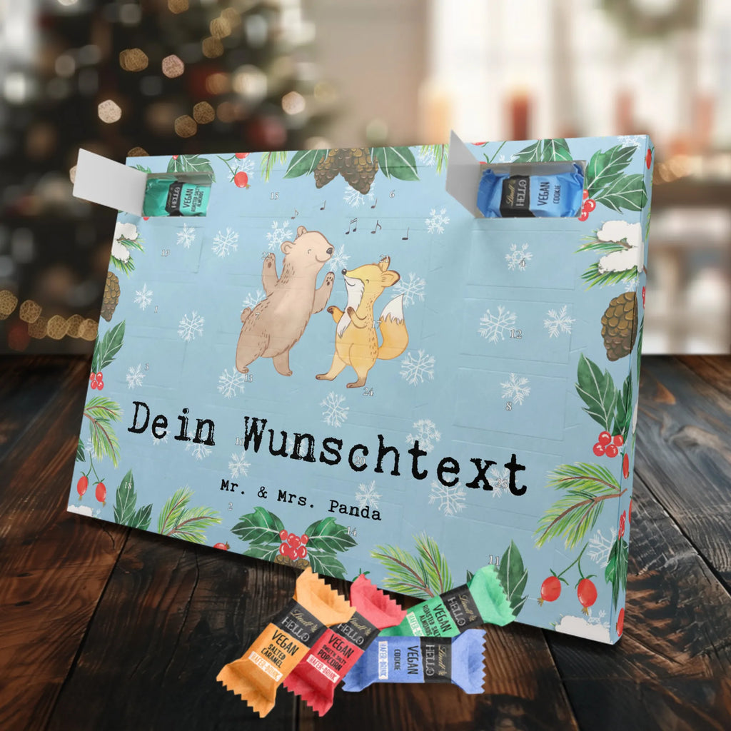 Personalisierter veganer Adventskalender Bär & Fuchs Disco Personalisierter veganer Adventskalender, Geschenk, Sport, Sportart, Hobby, Schenken, Danke, Dankeschön, Auszeichnung, Gewinn, Sportler, Disco, Clubs, Tanzen, Feiern, Clubbing