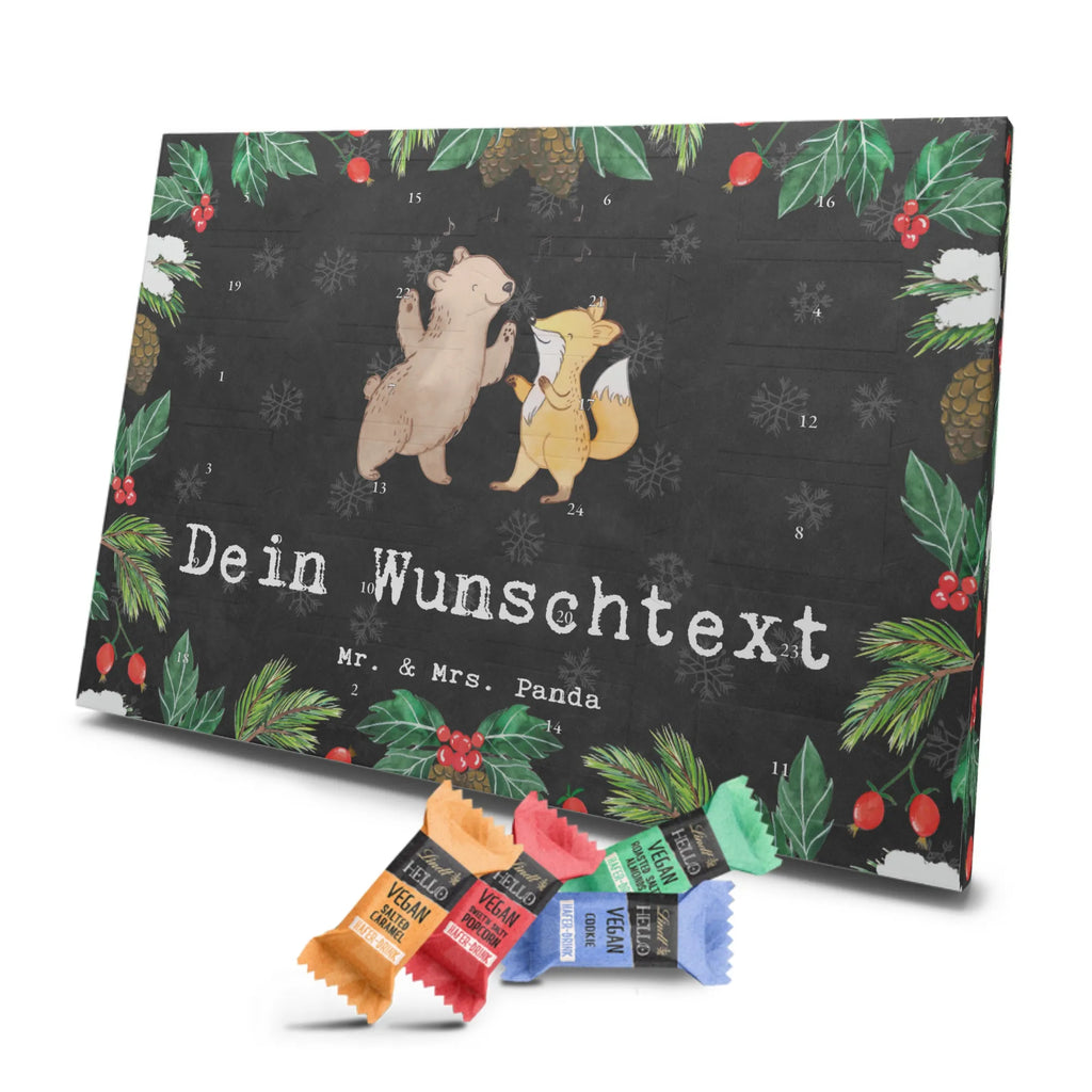 Personalisierter veganer Adventskalender Bär & Fuchs Disco Personalisierter veganer Adventskalender, Geschenk, Sport, Sportart, Hobby, Schenken, Danke, Dankeschön, Auszeichnung, Gewinn, Sportler, Disco, Clubs, Tanzen, Feiern, Clubbing