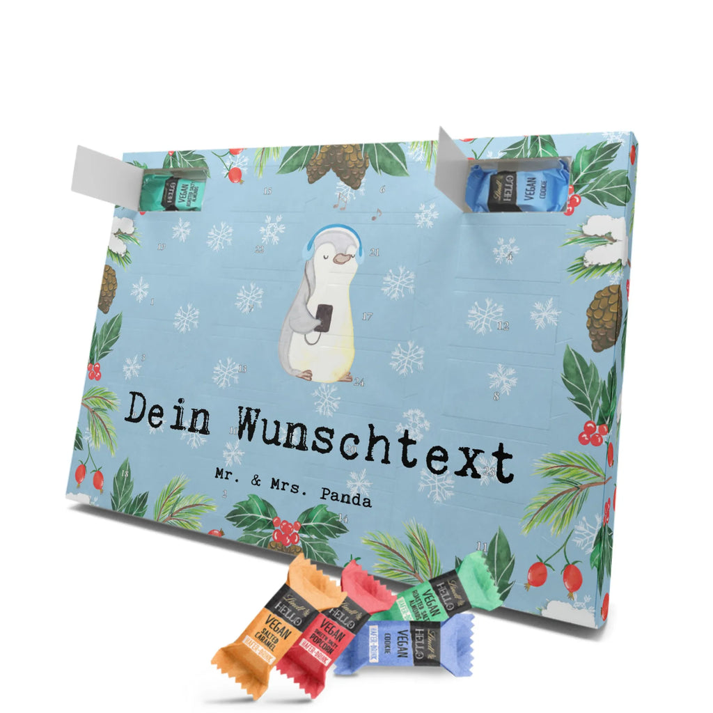 Personalisierter veganer Adventskalender Pinguin Musik hören Personalisierter veganer Adventskalender, Geschenk, Sport, Sportart, Hobby, Schenken, Danke, Dankeschön, Auszeichnung, Gewinn, Sportler, Musik hören, Lieblingssong