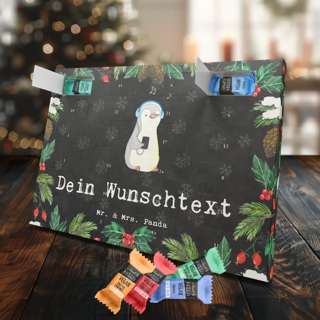 Personalisierter veganer Adventskalender Pinguin Musik hören Personalisierter veganer Adventskalender, Geschenk, Sport, Sportart, Hobby, Schenken, Danke, Dankeschön, Auszeichnung, Gewinn, Sportler, Musik hören, Lieblingssong