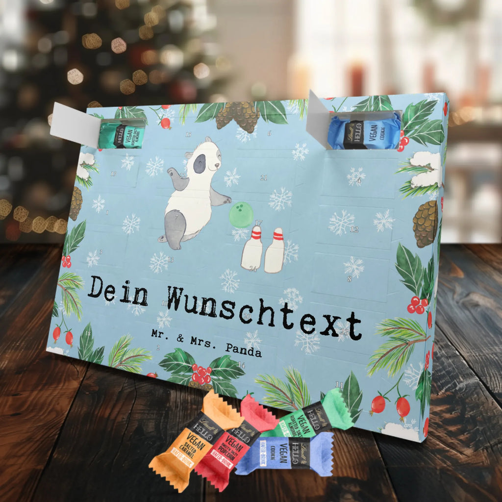 Personalisierter veganer Adventskalender Panda Bowling Personalisierter veganer Adventskalender, Geschenk, Sport, Sportart, Hobby, Schenken, Danke, Dankeschön, Auszeichnung, Gewinn, Sportler, Bowling, Bowlen gehen, Bowling Center