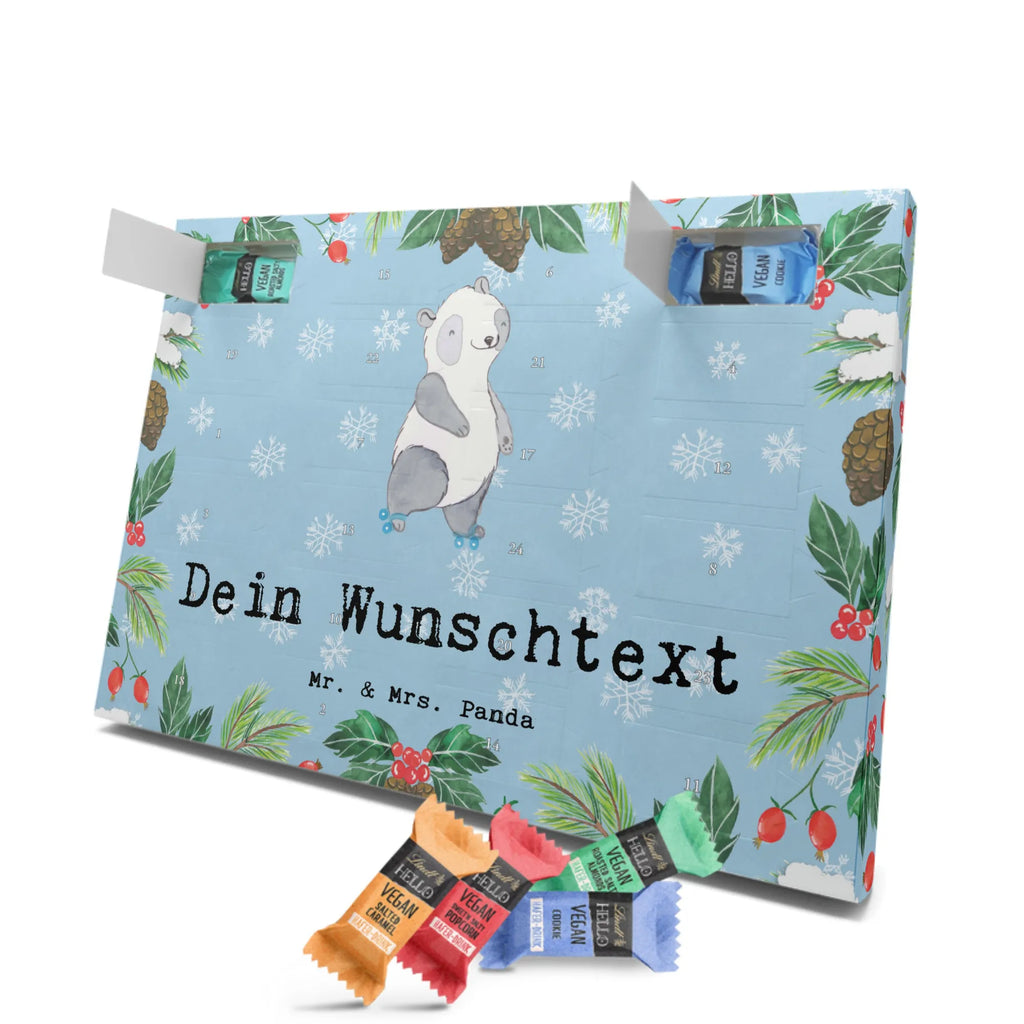 Personalisierter veganer Adventskalender Panda Inliner fahren Personalisierter veganer Adventskalender, Geschenk, Sport, Sportart, Hobby, Schenken, Danke, Dankeschön, Auszeichnung, Gewinn, Sportler, Inliner fahren, Rollschuh fahren, Rollerblades, inlinern