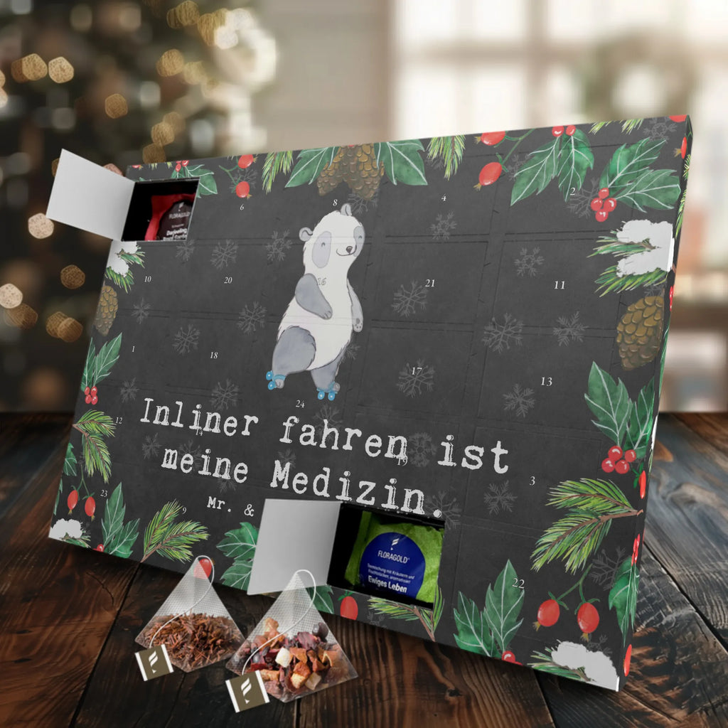 Tee Adventskalender Panda Inliner fahren Adventskalender, Kerzen Adventskalender, Duftkerzen Adventskalender, Geschenk, Sport, Sportart, Hobby, Schenken, Danke, Dankeschön, Auszeichnung, Gewinn, Sportler, Inliner fahren, Rollschuh fahren, Rollerblades, inlinern