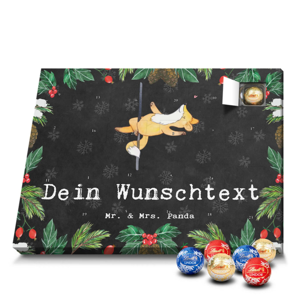 Personalisierter Kugel Markenschokolade Adventskalender Fuchs Poledance Personalisierter Kugel Markenschokolade Adventskalender, Geschenk, Sport, Sportart, Hobby, Schenken, Danke, Dankeschön, Auszeichnung, Gewinn, Sportler, Pole Dance, Tanzen, Tanz