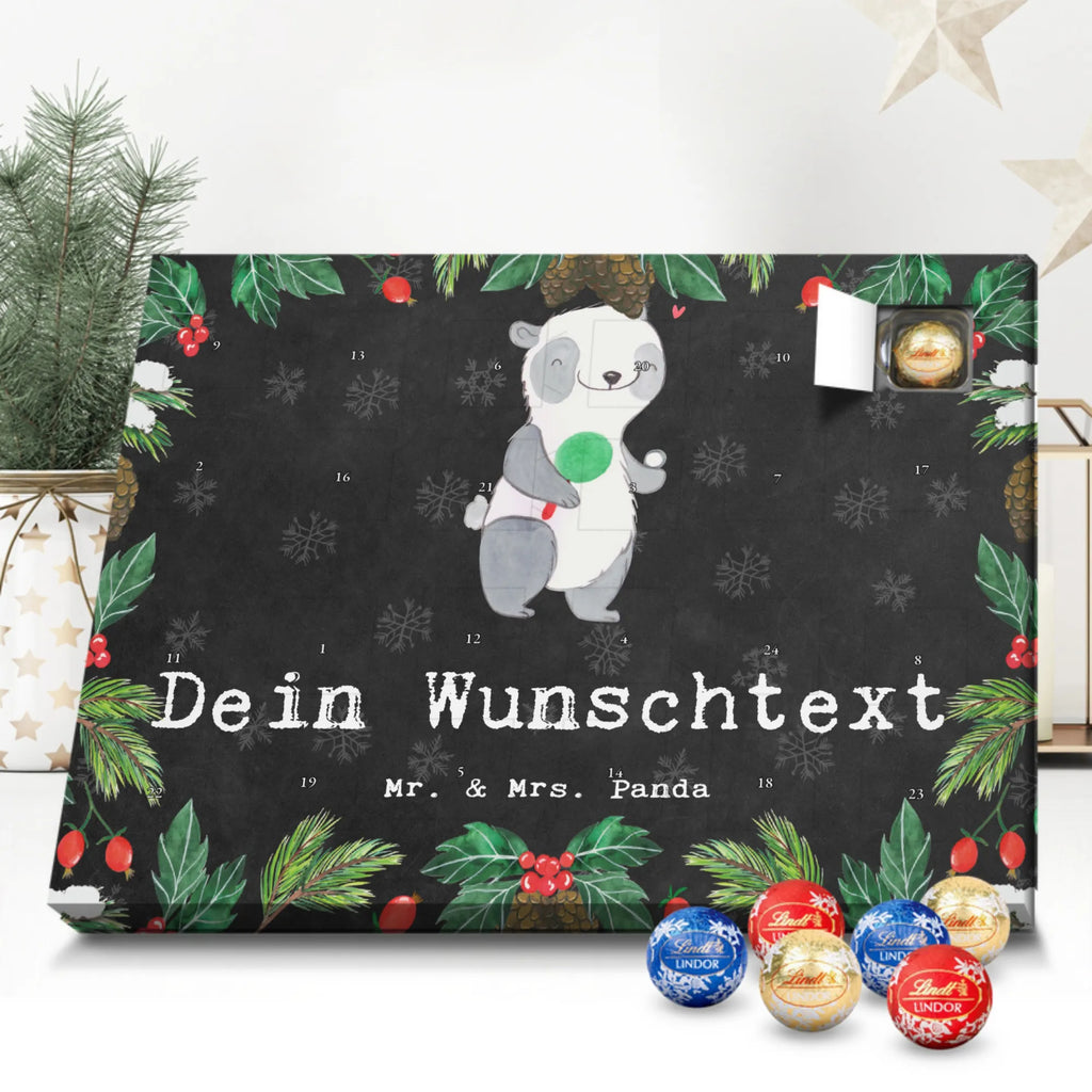 Personalisierter Kugel Markenschokolade Adventskalender Panda Tischtennis Personalisierter Kugel Markenschokolade Adventskalender, Geschenk, Sport, Sportart, Hobby, Schenken, Danke, Dankeschön, Auszeichnung, Gewinn, Sportler, Tischtennis, Tischtennis Bund, Tischtennis Verein, Ballsport