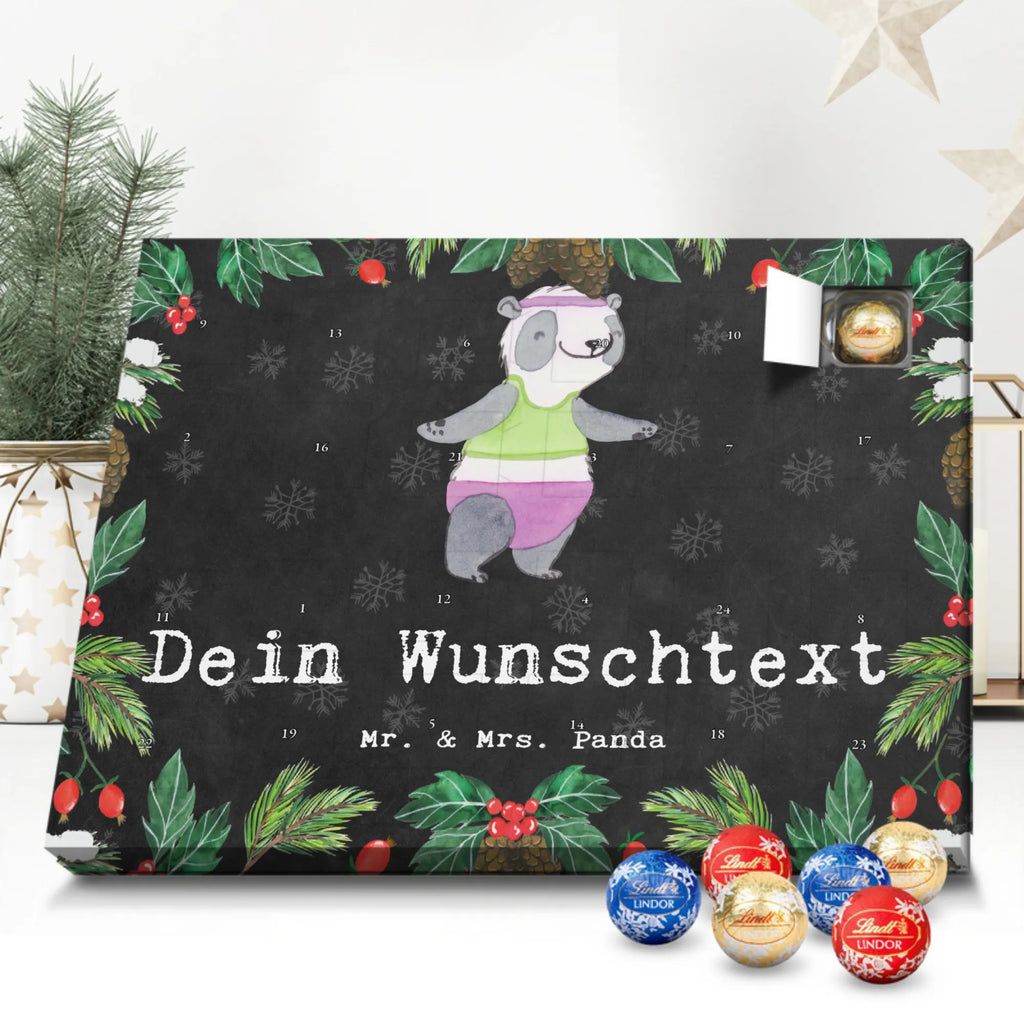 Personalisierter Kugel Markenschokolade Adventskalender Panda Aerobic Personalisierter Kugel Markenschokolade Adventskalender, Geschenk, Sport, Sportart, Hobby, Schenken, Danke, Dankeschön, Auszeichnung, Gewinn, Sportler, Aerobic, Aerobic Fitness, Fitnessstudio