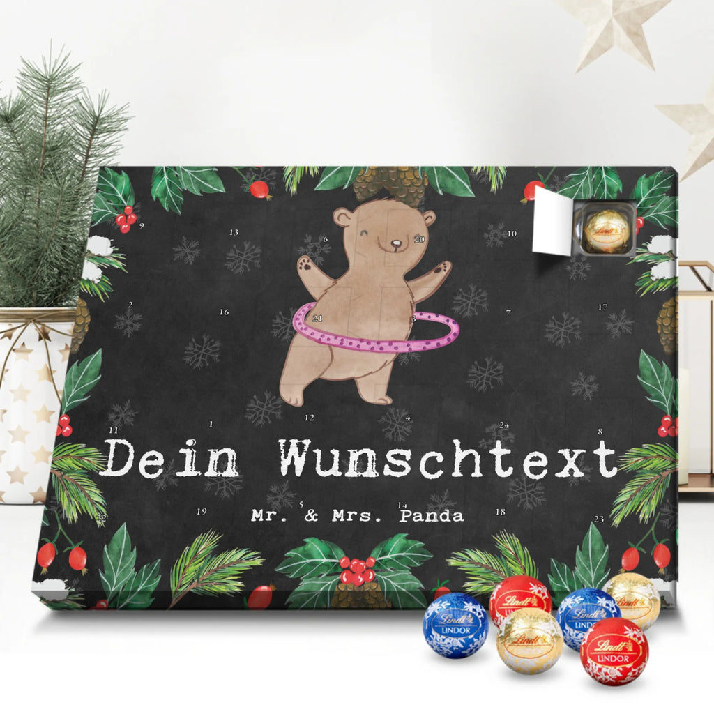 Personalisierter Kugel Markenschokolade Adventskalender Bär Hula Hoop Personalisierter Kugel Markenschokolade Adventskalender, Geschenk, Sport, Sportart, Hobby, Schenken, Danke, Dankeschön, Auszeichnung, Gewinn, Sportler, Hula Hoop, Fitness, Training