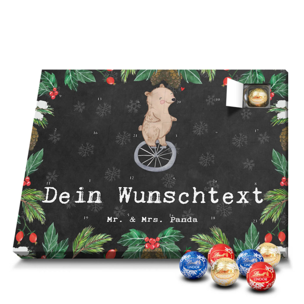 Personalisierter Kugel Markenschokolade Adventskalender Bär Einrad fahren Personalisierter Kugel Markenschokolade Adventskalender, Geschenk, Sport, Sportart, Hobby, Schenken, Danke, Dankeschön, Auszeichnung, Gewinn, Sportler, Einrad fahren