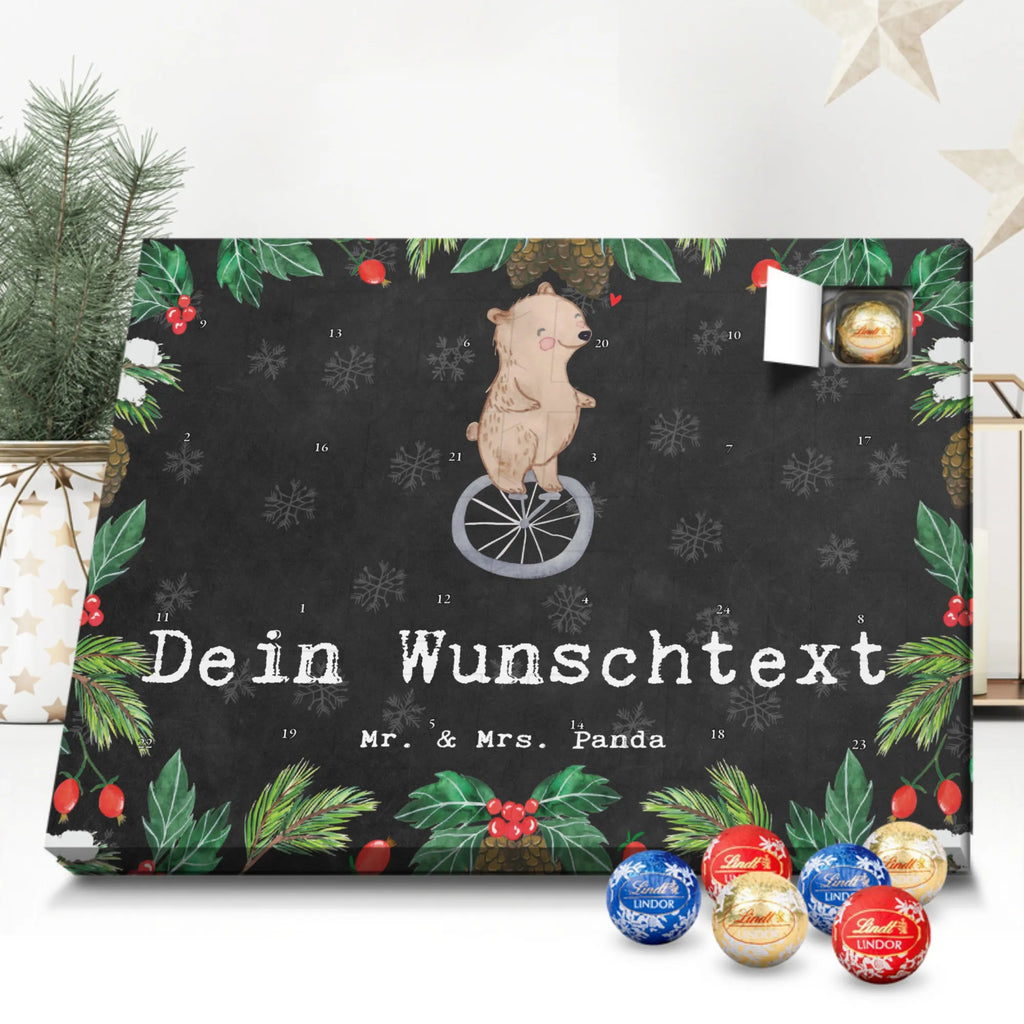 Personalisierter Kugel Markenschokolade Adventskalender Bär Einrad fahren Personalisierter Kugel Markenschokolade Adventskalender, Geschenk, Sport, Sportart, Hobby, Schenken, Danke, Dankeschön, Auszeichnung, Gewinn, Sportler, Einrad fahren