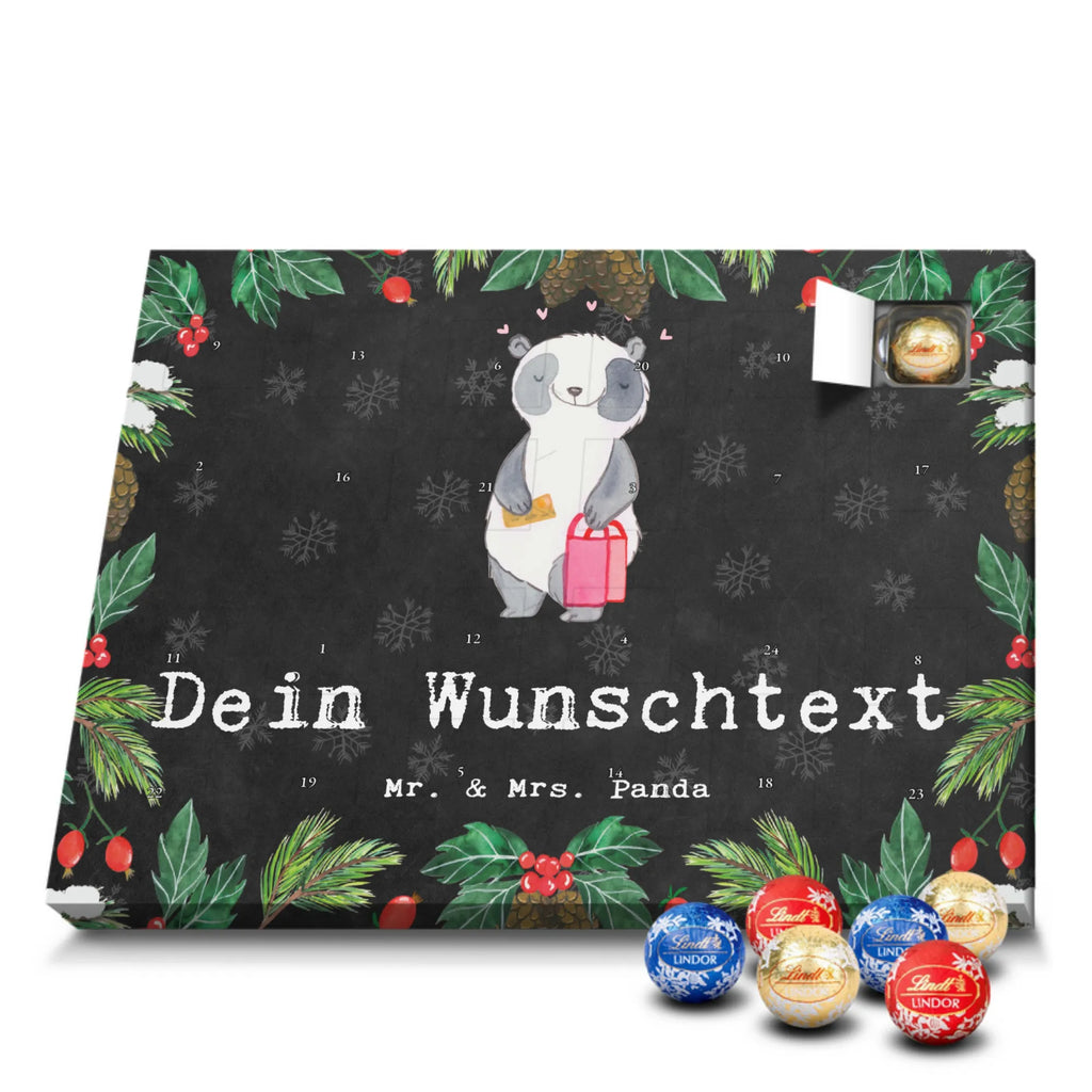 Personalisierter Kugel Markenschokolade Adventskalender Panda Shopping Personalisierter Kugel Markenschokolade Adventskalender, Geschenk, Sport, Sportart, Hobby, Schenken, Danke, Dankeschön, Auszeichnung, Gewinn, Sportler, Shopping, shoppen, einkaufen