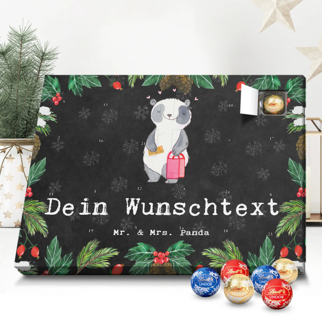 Personalisierter Kugel Markenschokolade Adventskalender Panda Shopping Personalisierter Kugel Markenschokolade Adventskalender, Geschenk, Sport, Sportart, Hobby, Schenken, Danke, Dankeschön, Auszeichnung, Gewinn, Sportler, Shopping, shoppen, einkaufen