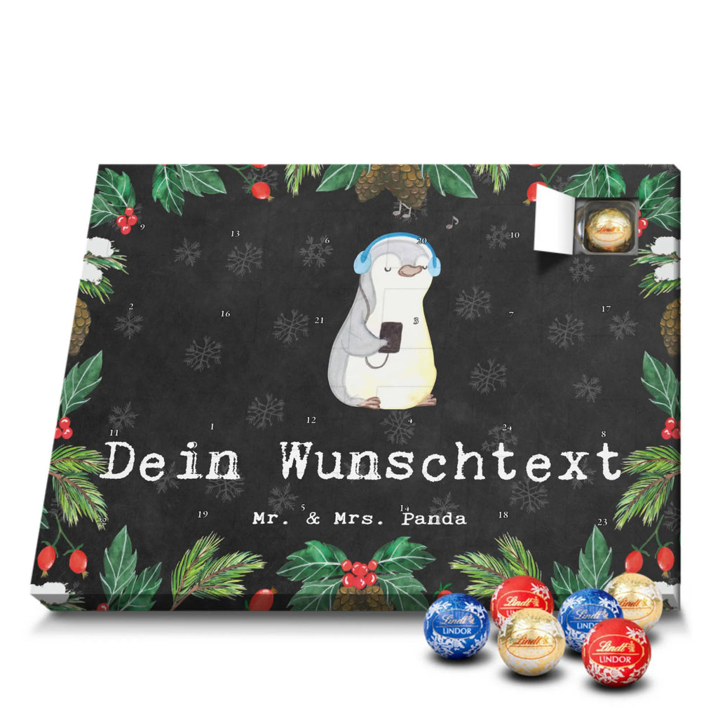 Personalisierter Kugel Markenschokolade Adventskalender Pinguin Musik hören Personalisierter Kugel Markenschokolade Adventskalender, Geschenk, Sport, Sportart, Hobby, Schenken, Danke, Dankeschön, Auszeichnung, Gewinn, Sportler, Musik hören, Lieblingssong