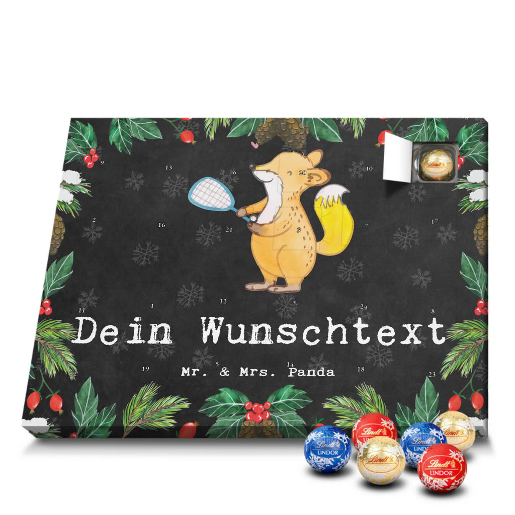 Personalisierter Kugel Markenschokolade Adventskalender Fuchs Squash spielen Personalisierter Kugel Markenschokolade Adventskalender, Geschenk, Sport, Sportart, Hobby, Schenken, Danke, Dankeschön, Auszeichnung, Gewinn, Sportler, Squash spielen, Squashhalle, Ballsport