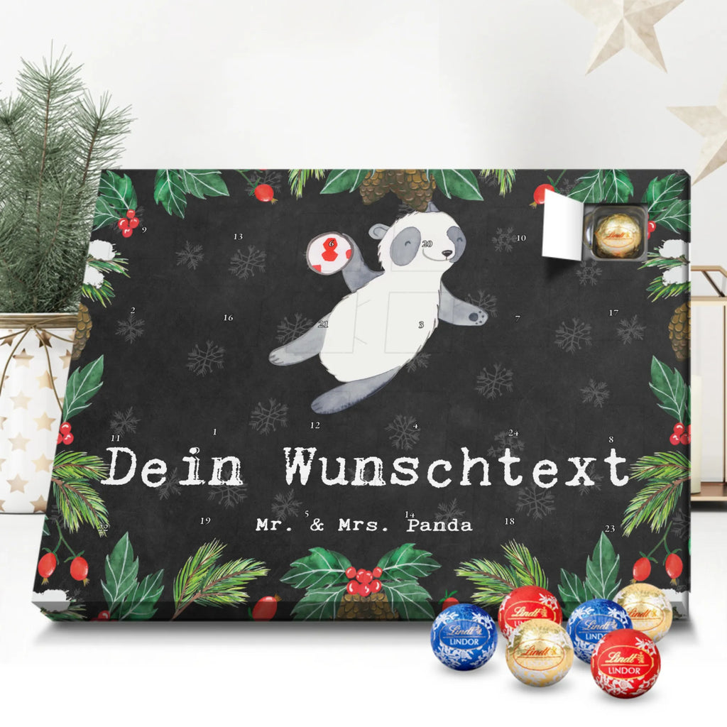 Personalisierter Kugel Markenschokolade Adventskalender Panda Handball spielen Personalisierter Kugel Markenschokolade Adventskalender, Geschenk, Sport, Sportart, Hobby, Schenken, Danke, Dankeschön, Auszeichnung, Gewinn, Sportler, Handball spielen, Handball Turnier, Handball Club, Handball Verein