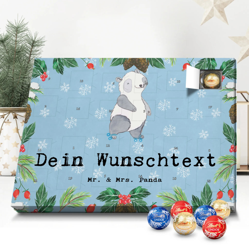 Personalisierter Kugel Markenschokolade Adventskalender Panda Inliner fahren Personalisierter Kugel Markenschokolade Adventskalender, Geschenk, Sport, Sportart, Hobby, Schenken, Danke, Dankeschön, Auszeichnung, Gewinn, Sportler, Inliner fahren, Rollschuh fahren, Rollerblades, inlinern