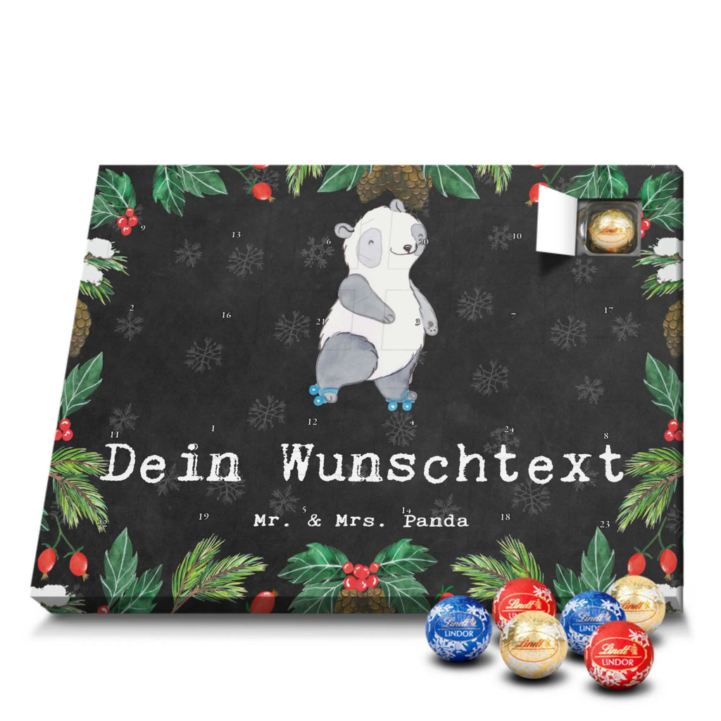 Personalisierter Kugel Markenschokolade Adventskalender Panda Inliner fahren Personalisierter Kugel Markenschokolade Adventskalender, Geschenk, Sport, Sportart, Hobby, Schenken, Danke, Dankeschön, Auszeichnung, Gewinn, Sportler, Inliner fahren, Rollschuh fahren, Rollerblades, inlinern