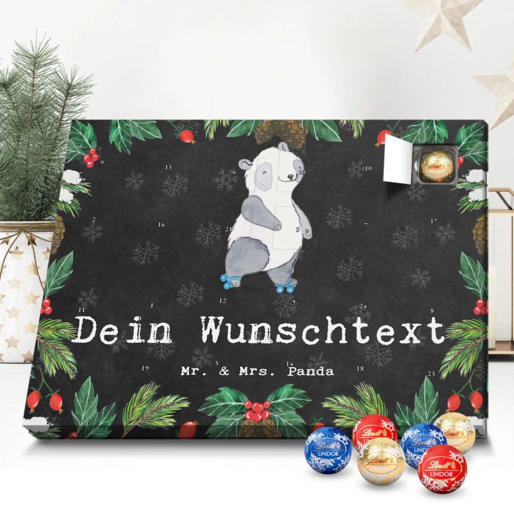 Personalisierter Kugel Markenschokolade Adventskalender Panda Inliner fahren Personalisierter Kugel Markenschokolade Adventskalender, Geschenk, Sport, Sportart, Hobby, Schenken, Danke, Dankeschön, Auszeichnung, Gewinn, Sportler, Inliner fahren, Rollschuh fahren, Rollerblades, inlinern