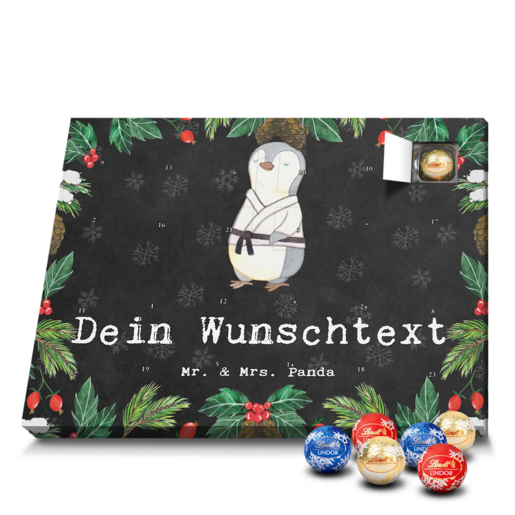 Personalisierter Kugel Markenschokolade Adventskalender Pinguin Karate Personalisierter Kugel Markenschokolade Adventskalender, Geschenk, Sport, Sportart, Hobby, Schenken, Danke, Dankeschön, Auszeichnung, Gewinn, Sportler, Karate, Kampfsportart, Selbstverteidigung, Kampfkunst, Karate Verein