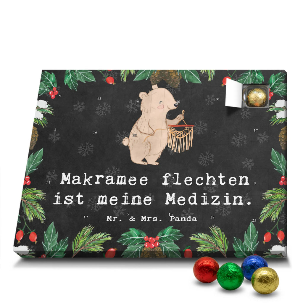 Schoko Adventskalender Bär Makramee Adventskalender, Schokoladen Adventskalender, Schoko Adventskalender, Geschenk, Sport, Sportart, Hobby, Schenken, Danke, Dankeschön, Auszeichnung, Gewinn, Sportler, Makramee, Basteln, Basteln mit Makramee