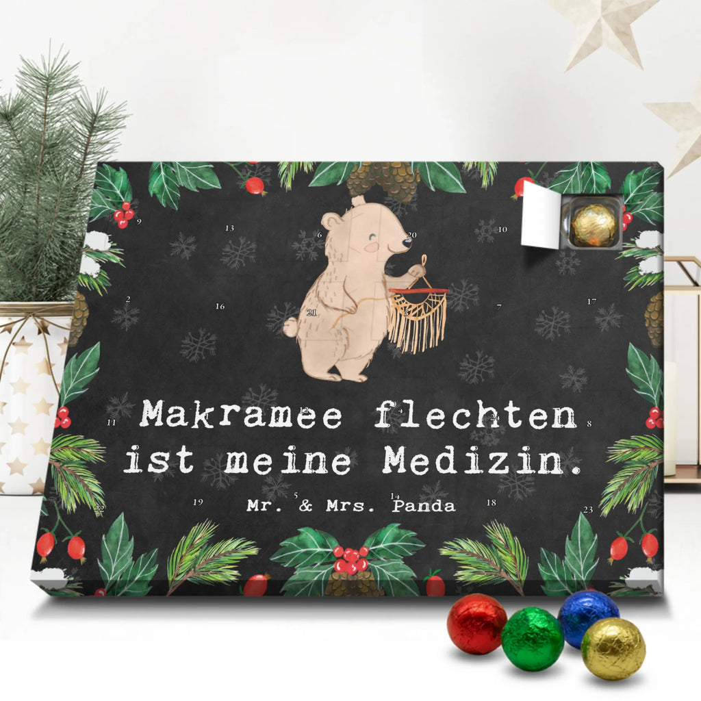 Schoko Adventskalender Bär Makramee Adventskalender, Schokoladen Adventskalender, Schoko Adventskalender, Geschenk, Sport, Sportart, Hobby, Schenken, Danke, Dankeschön, Auszeichnung, Gewinn, Sportler, Makramee, Basteln, Basteln mit Makramee