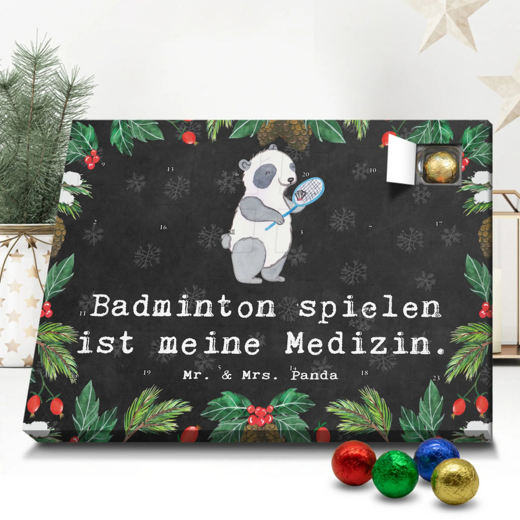 Schoko Adventskalender Panda Badminton Adventskalender, Schokoladen Adventskalender, Schoko Adventskalender, Geschenk, Sport, Sportart, Hobby, Schenken, Danke, Dankeschön, Auszeichnung, Gewinn, Sportler, Badminton, Badminton spielen