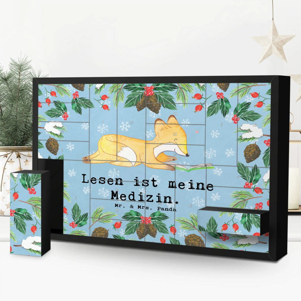 Befüllbarer Adventskalender Fuchs Lesen Befüllbarer Adventskalender, Adventskalender zum selbst befüllen, Geschenk, Sport, Sportart, Hobby, Schenken, Danke, Dankeschön, Auszeichnung, Gewinn, Sportler, lesen, Bücher lesen, Bücherwurm