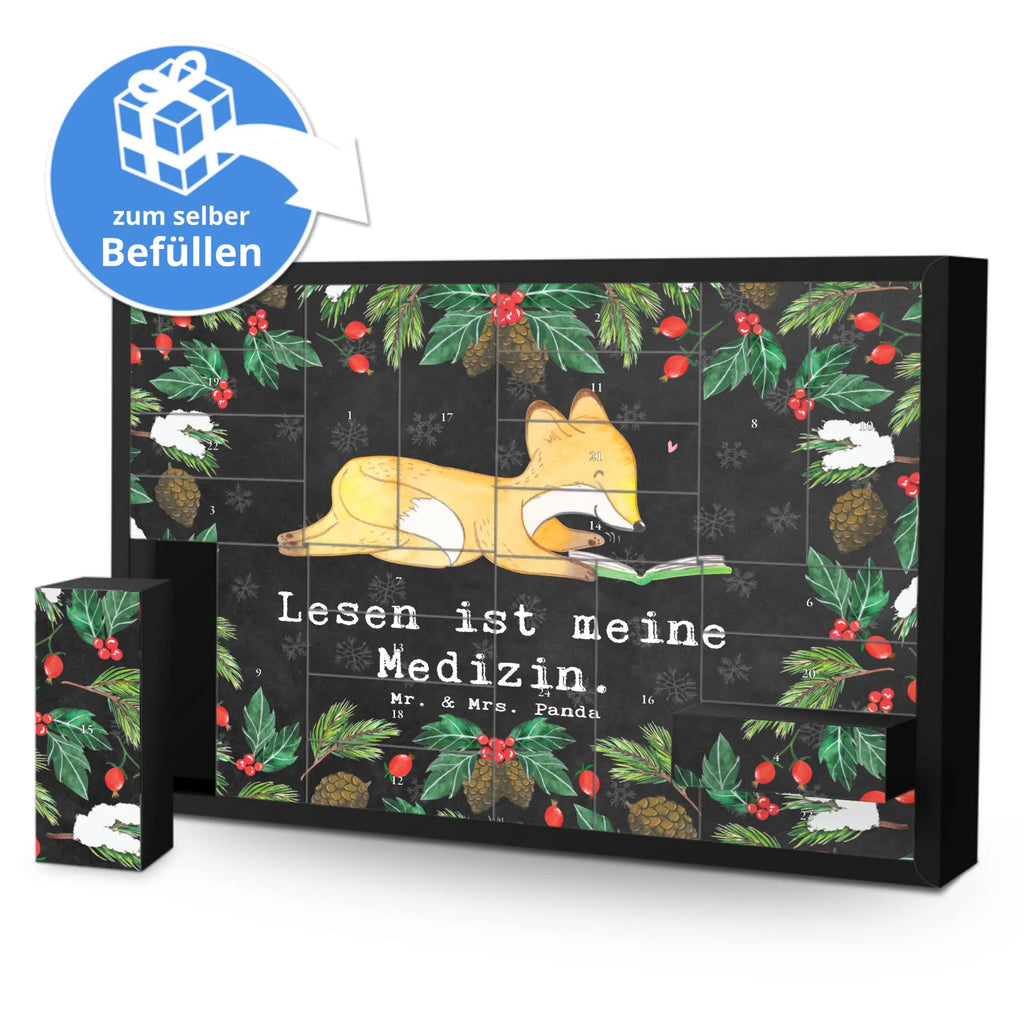 Befüllbarer Adventskalender Fuchs Lesen Befüllbarer Adventskalender, Adventskalender zum selbst befüllen, Geschenk, Sport, Sportart, Hobby, Schenken, Danke, Dankeschön, Auszeichnung, Gewinn, Sportler, lesen, Bücher lesen, Bücherwurm