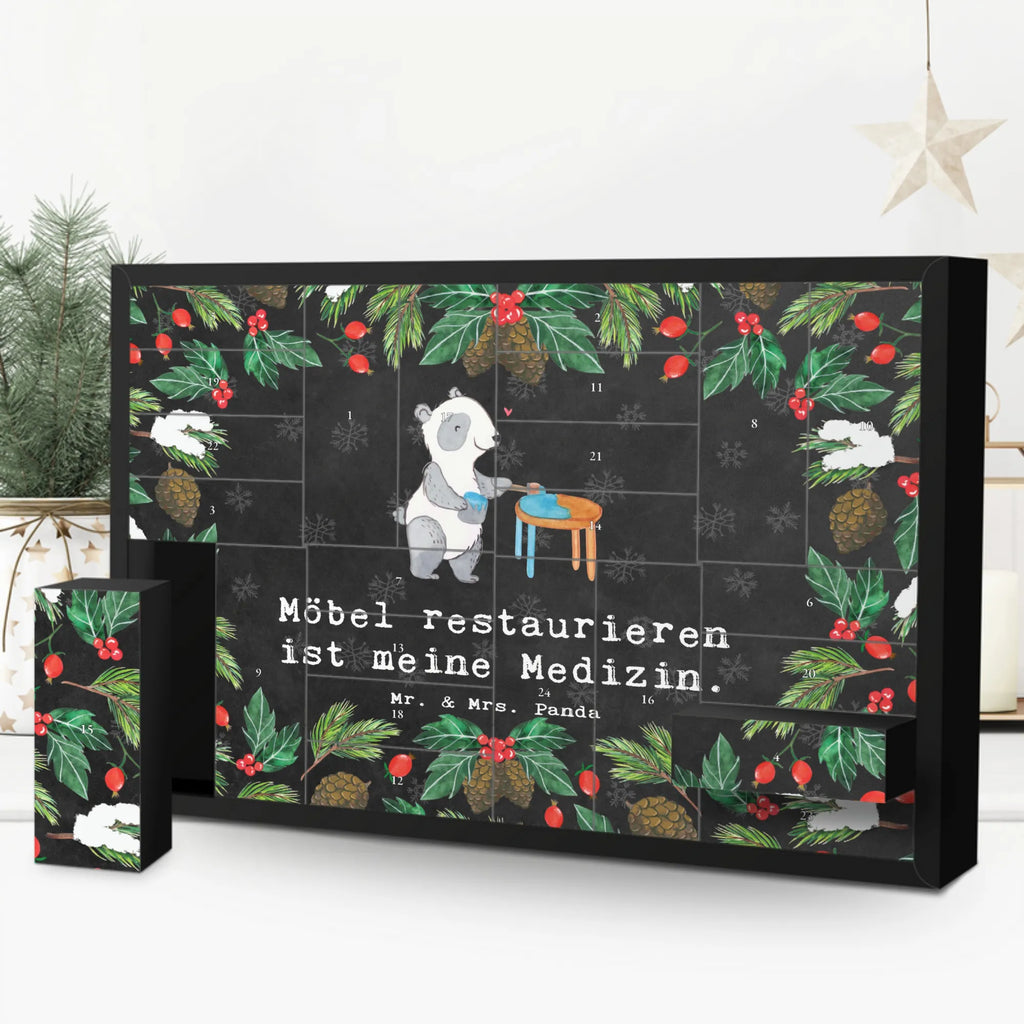 Befüllbarer Adventskalender Panda Möbel restaurieren Befüllbarer Adventskalender, Adventskalender zum selbst befüllen, Geschenk, Sport, Sportart, Hobby, Schenken, Danke, Dankeschön, Auszeichnung, Gewinn, Sportler, Möbel restaurieren, antike Möbel restaurieren, Handwerk, Restaurator