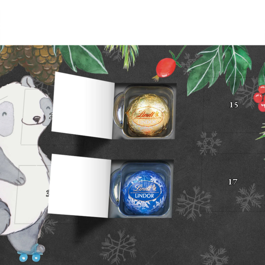 Kugel Markenschokolade Adventskalender Panda Inliner fahren Adventskalender, Weihnachtskalender, Kalender, Weihnachten, Schokoladen Adventskalender, Kugel Markenschokolade Adventskalender, Geschenk, Sport, Sportart, Hobby, Schenken, Danke, Dankeschön, Auszeichnung, Gewinn, Sportler, Inliner fahren, Rollschuh fahren, Rollerblades, inlinern