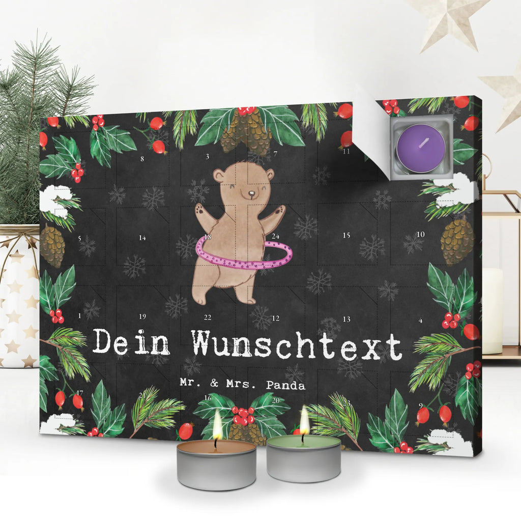 Personalisierter Duftkerzen Adventskalender Bär Hula Hoop Personalisierter Duftkerzen Adventskalender, Geschenk, Sport, Sportart, Hobby, Schenken, Danke, Dankeschön, Auszeichnung, Gewinn, Sportler, Hula Hoop, Fitness, Training