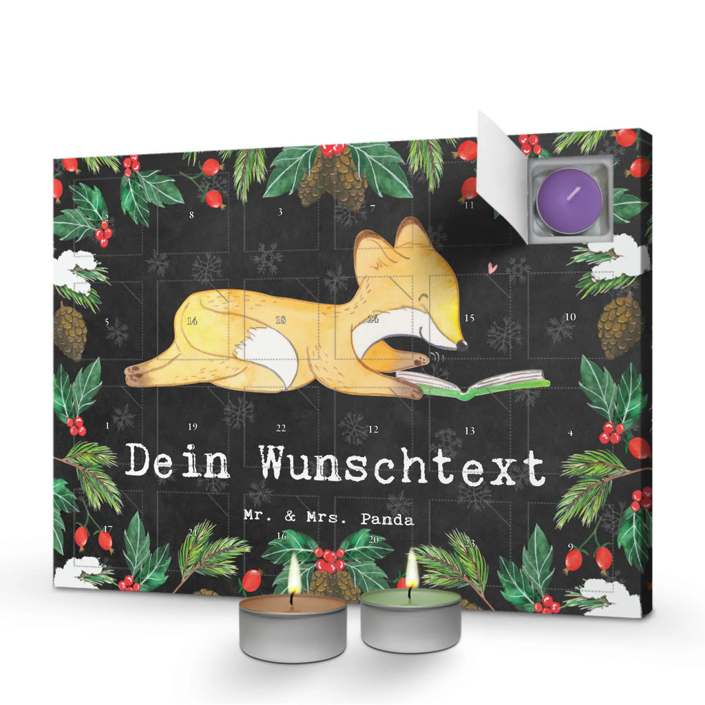 Personalisierter Duftkerzen Adventskalender Fuchs Lesen Personalisierter Duftkerzen Adventskalender, Geschenk, Sport, Sportart, Hobby, Schenken, Danke, Dankeschön, Auszeichnung, Gewinn, Sportler, lesen, Bücher lesen, Bücherwurm