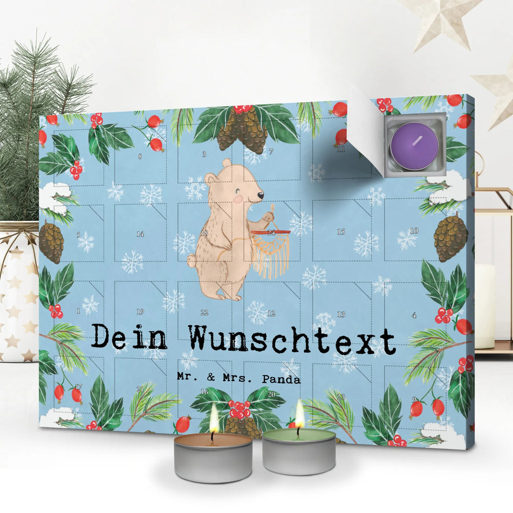 Personalisierter Duftkerzen Adventskalender Bär Makramee Personalisierter Duftkerzen Adventskalender, Geschenk, Sport, Sportart, Hobby, Schenken, Danke, Dankeschön, Auszeichnung, Gewinn, Sportler, Makramee, Basteln, Basteln mit Makramee