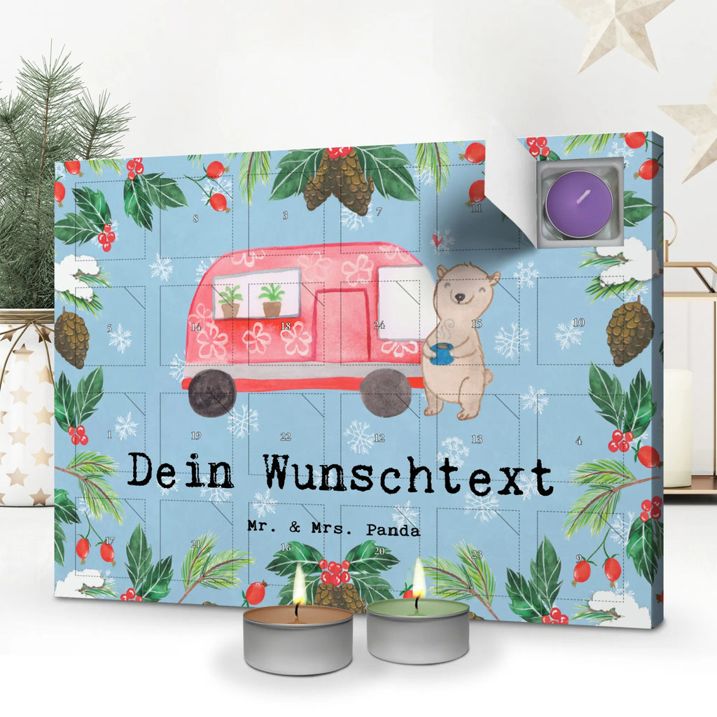 Personalisierter Duftkerzen Adventskalender Bär Camper Personalisierter Duftkerzen Adventskalender, Geschenk, Sport, Sportart, Hobby, Schenken, Danke, Dankeschön, Auszeichnung, Gewinn, Sportler, Camper, Campen, Zelten, Campingplatz, Wohnmobil, Roadtrip, Urlaub