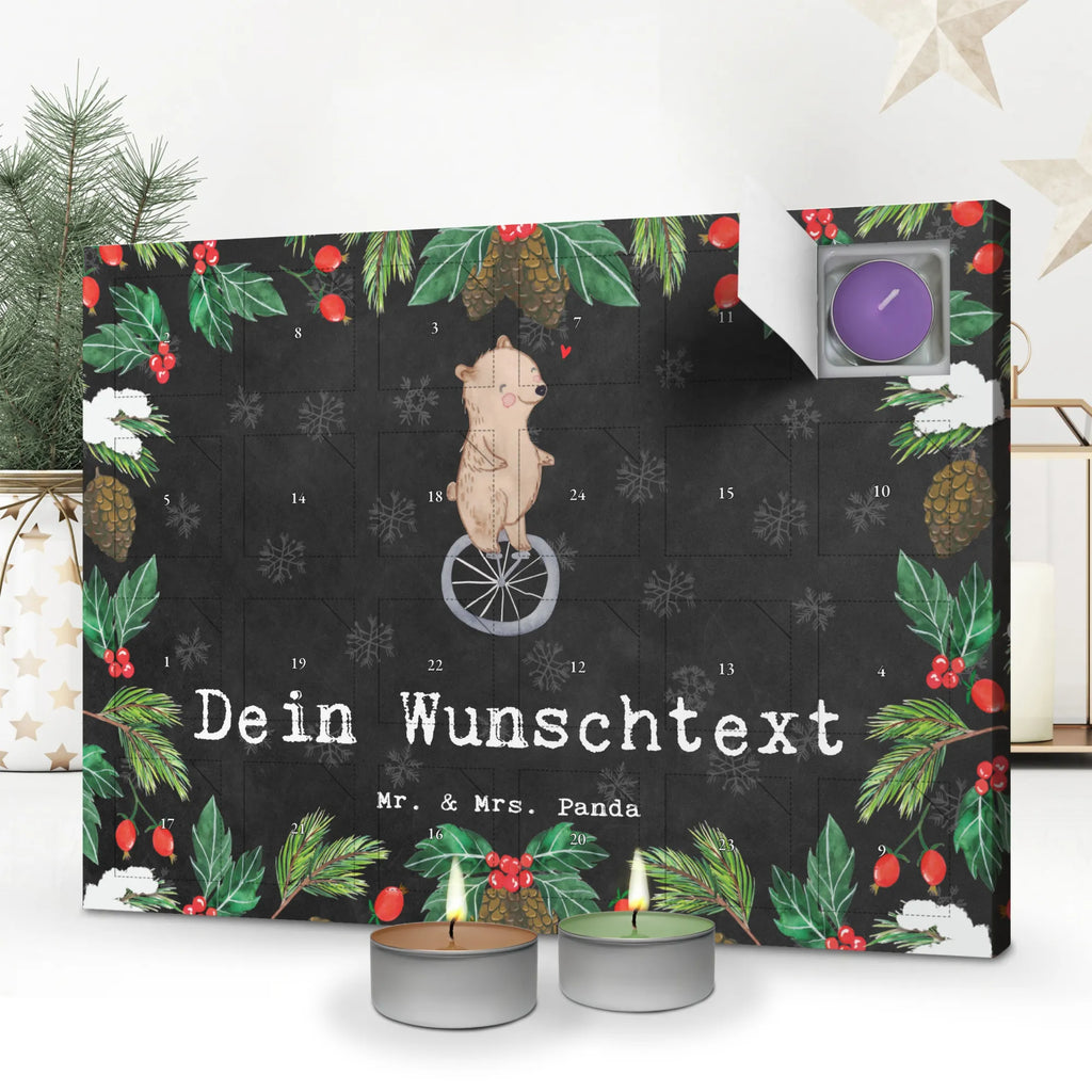 Personalisierter Duftkerzen Adventskalender Bär Einrad fahren Personalisierter Duftkerzen Adventskalender, Geschenk, Sport, Sportart, Hobby, Schenken, Danke, Dankeschön, Auszeichnung, Gewinn, Sportler, Einrad fahren