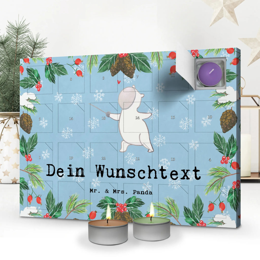 Personalisierter Duftkerzen Adventskalender Panda Fechten Personalisierter Duftkerzen Adventskalender, Geschenk, Sport, Sportart, Hobby, Schenken, Danke, Dankeschön, Auszeichnung, Gewinn, Sportler, Fechten, Fechter Bund, Fecht Verein, Fecht Club