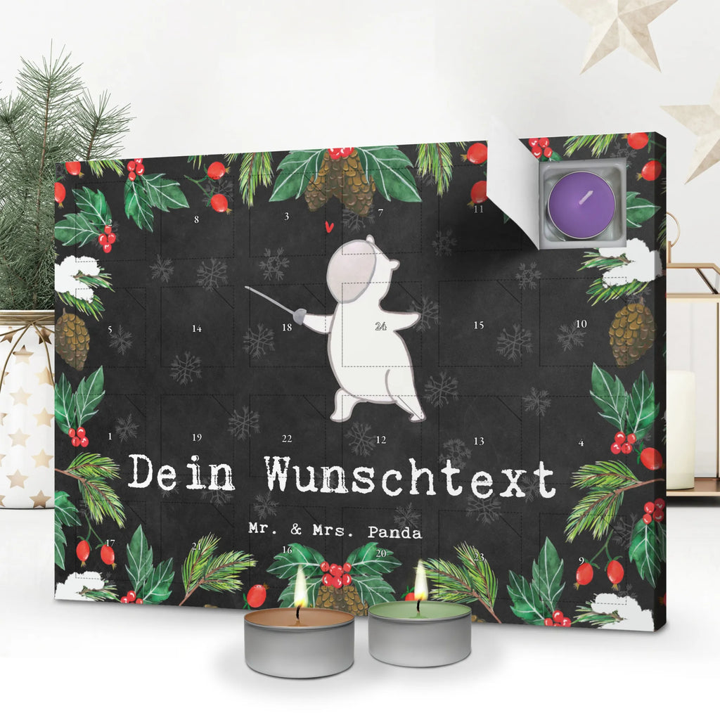 Personalisierter Duftkerzen Adventskalender Panda Fechten Personalisierter Duftkerzen Adventskalender, Geschenk, Sport, Sportart, Hobby, Schenken, Danke, Dankeschön, Auszeichnung, Gewinn, Sportler, Fechten, Fechter Bund, Fecht Verein, Fecht Club