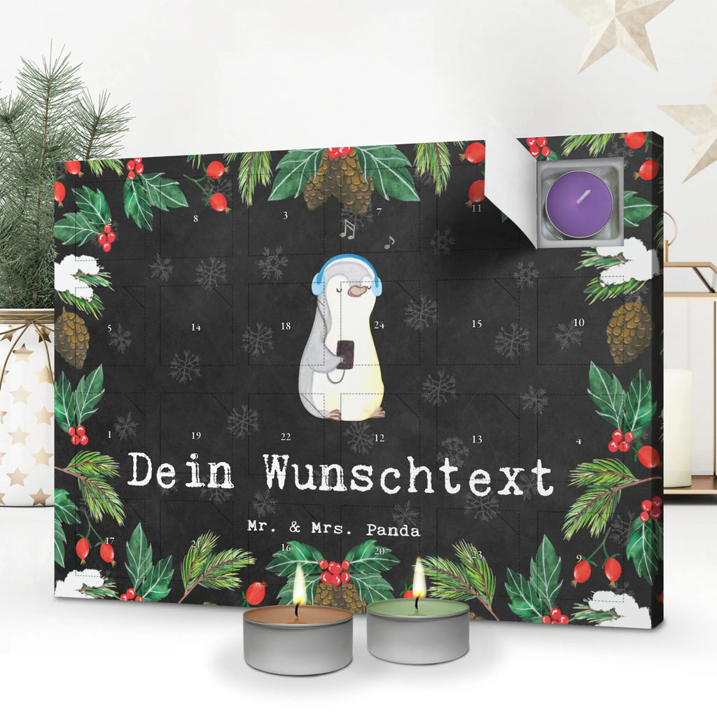 Personalisierter Duftkerzen Adventskalender Pinguin Musik hören Personalisierter Duftkerzen Adventskalender, Geschenk, Sport, Sportart, Hobby, Schenken, Danke, Dankeschön, Auszeichnung, Gewinn, Sportler, Musik hören, Lieblingssong