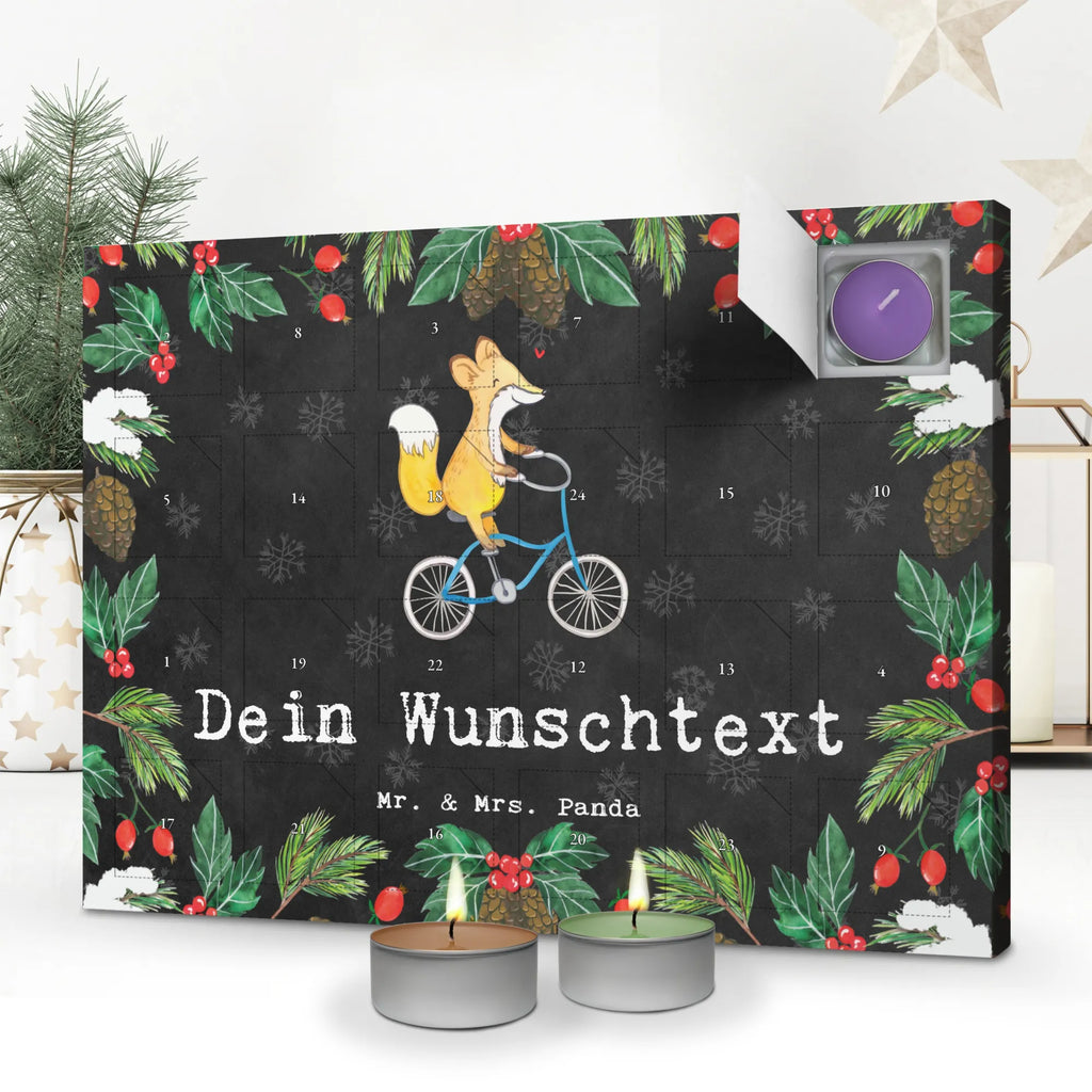 Personalisierter Duftkerzen Adventskalender Fuchs Fahrrad fahren Personalisierter Duftkerzen Adventskalender, Geschenk, Sport, Sportart, Hobby, Schenken, Danke, Dankeschön, Auszeichnung, Gewinn, Sportler, Fahrrad fahren, Radeln, Trekking, Mountainbiking, Radsport