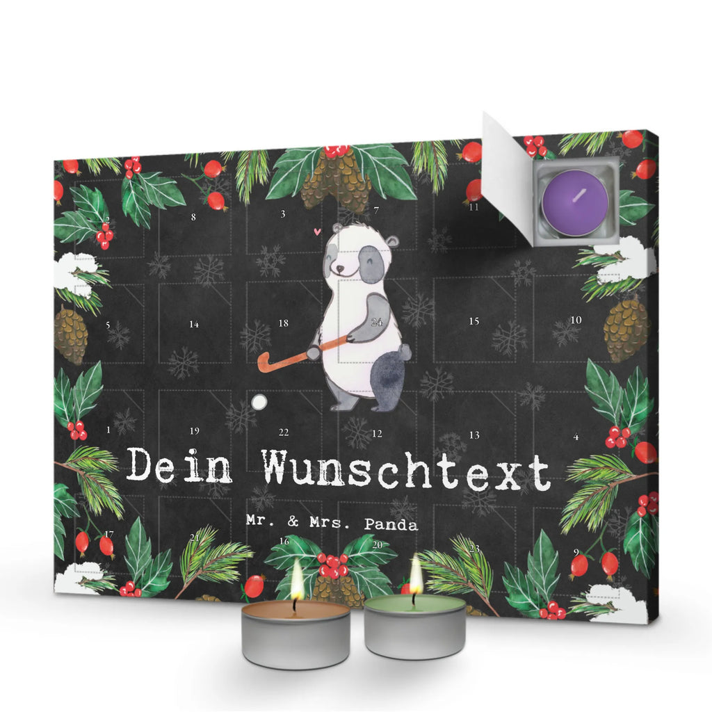 Personalisierter Duftkerzen Adventskalender Panda Hockey spielen Personalisierter Duftkerzen Adventskalender, Geschenk, Sport, Sportart, Hobby, Schenken, Danke, Dankeschön, Auszeichnung, Gewinn, Sportler, Hockey spielen, Feldhockey, Hockeyschläger, Hockey Verein