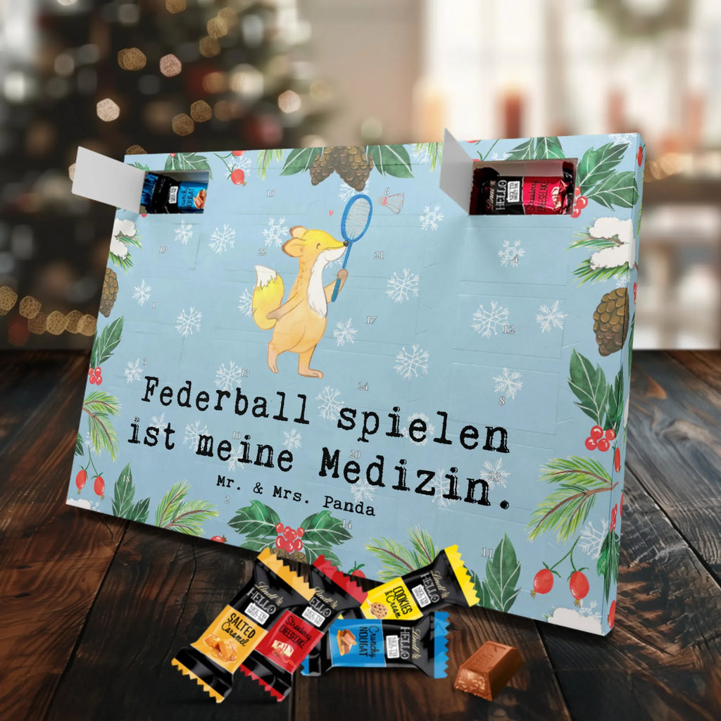 Markenschokolade Adventskalender Fuchs Federball spielen Adventskalender, Weihnachtskalender, Markenschokolade Adventskalender, Geschenk, Sport, Sportart, Hobby, Schenken, Danke, Dankeschön, Auszeichnung, Gewinn, Sportler, Federball spielen, Badminton