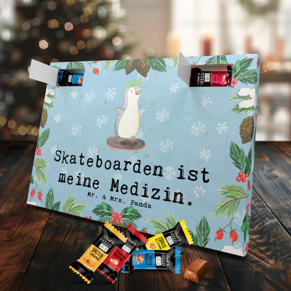 Markenschokolade Adventskalender Pinguin Skateboarden Adventskalender, Weihnachtskalender, Markenschokolade Adventskalender, Geschenk, Sport, Sportart, Hobby, Schenken, Danke, Dankeschön, Auszeichnung, Gewinn, Sportler, Skateboarden, Skateboard fahren, Skaten, Skateboard, Skateplatz