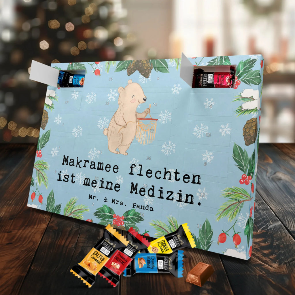 Markenschokolade Adventskalender Bär Makramee Adventskalender, Weihnachtskalender, Markenschokolade Adventskalender, Geschenk, Sport, Sportart, Hobby, Schenken, Danke, Dankeschön, Auszeichnung, Gewinn, Sportler, Makramee, Basteln, Basteln mit Makramee