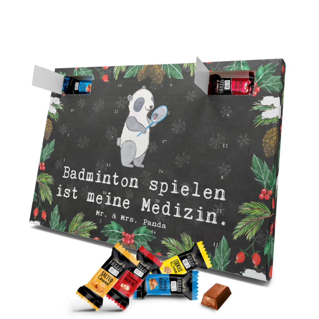 Markenschokolade Adventskalender Panda Badminton Adventskalender, Weihnachtskalender, Markenschokolade Adventskalender, Geschenk, Sport, Sportart, Hobby, Schenken, Danke, Dankeschön, Auszeichnung, Gewinn, Sportler, Badminton, Badminton spielen