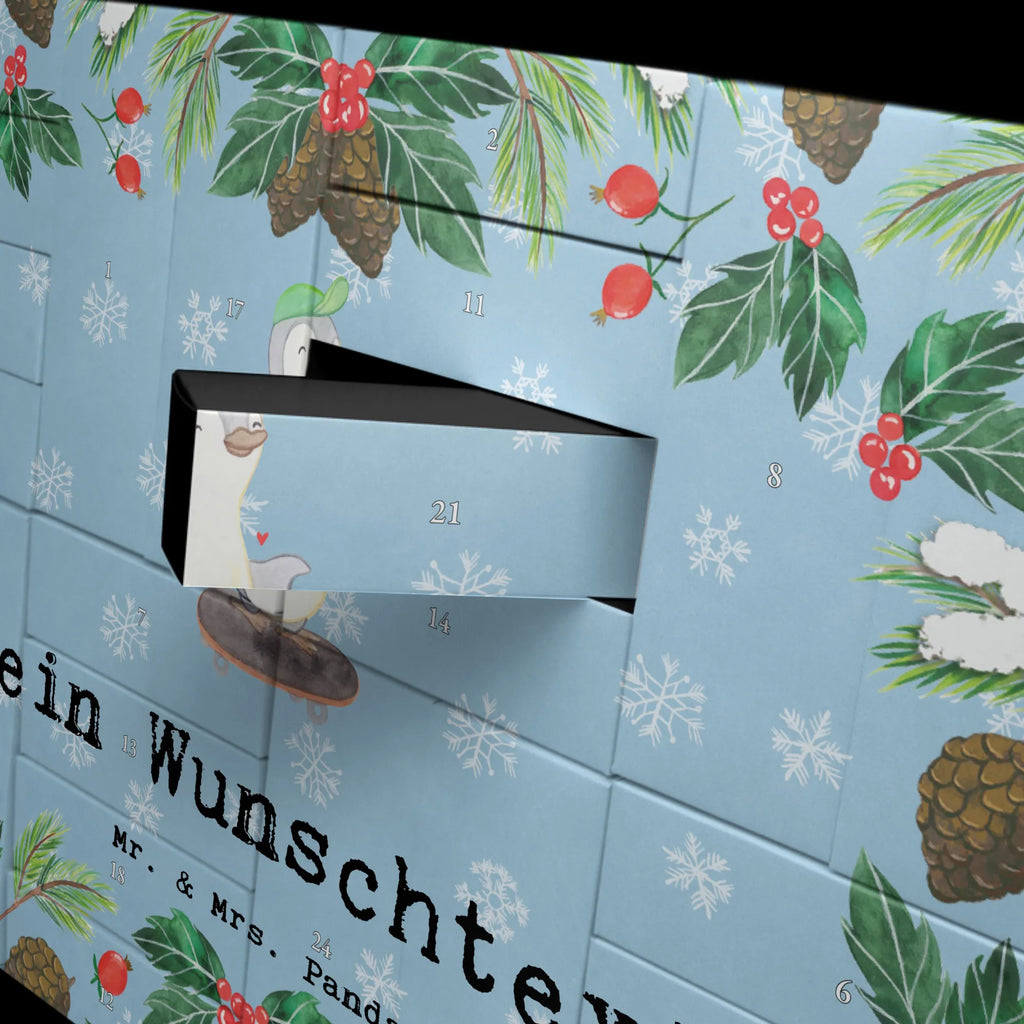 Personalisierter Befüllbarer Adventskalender Pinguin Skateboarden Befüllbarer Adventskalender, Adventskalender zum selbst befüllen, Geschenk, Sport, Sportart, Hobby, Schenken, Danke, Dankeschön, Auszeichnung, Gewinn, Sportler, Skateboarden, Skateboard fahren, Skaten, Skateboard, Skateplatz