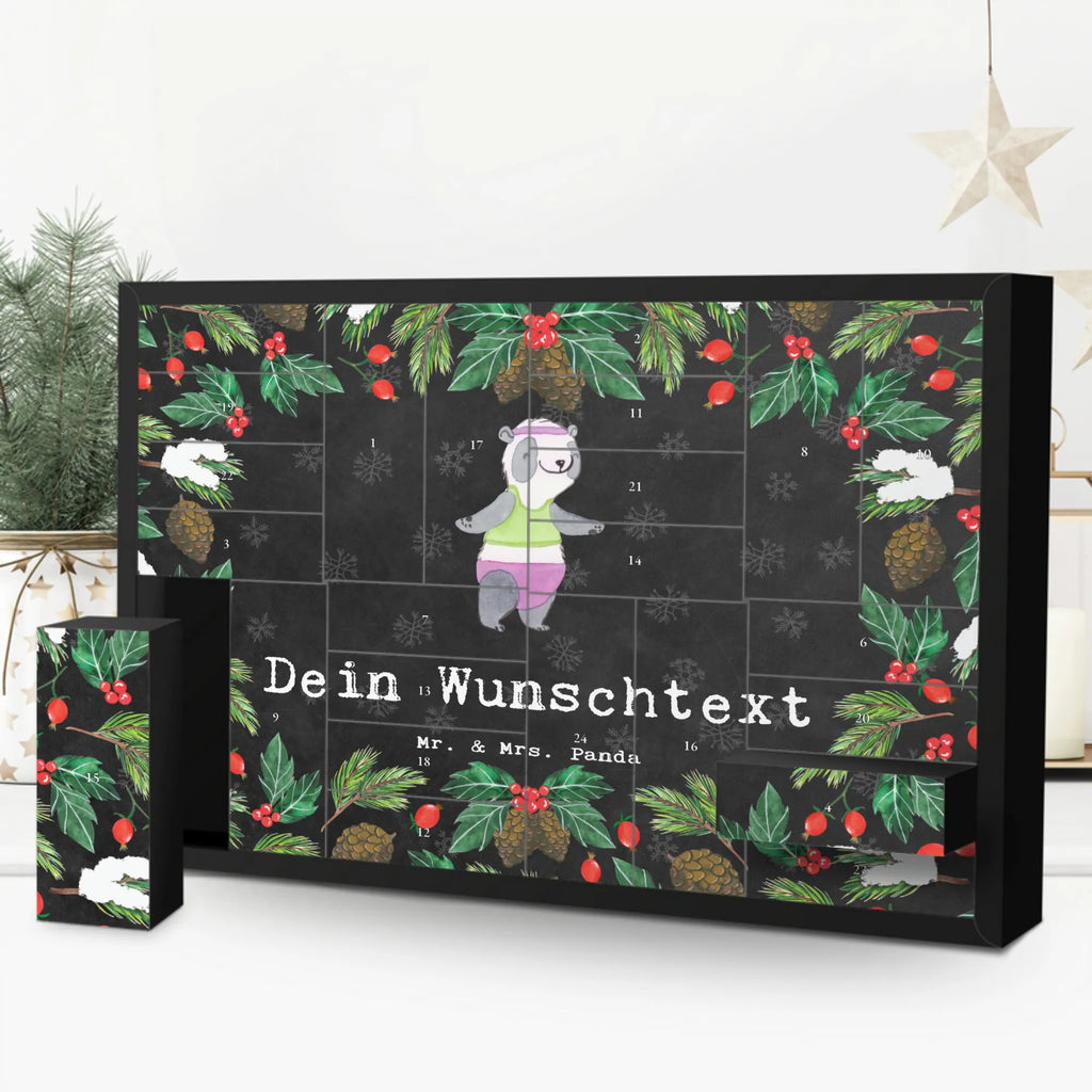 Personalisierter Befüllbarer Adventskalender Panda Aerobic Befüllbarer Adventskalender, Adventskalender zum selbst befüllen, Geschenk, Sport, Sportart, Hobby, Schenken, Danke, Dankeschön, Auszeichnung, Gewinn, Sportler, Aerobic, Aerobic Fitness, Fitnessstudio