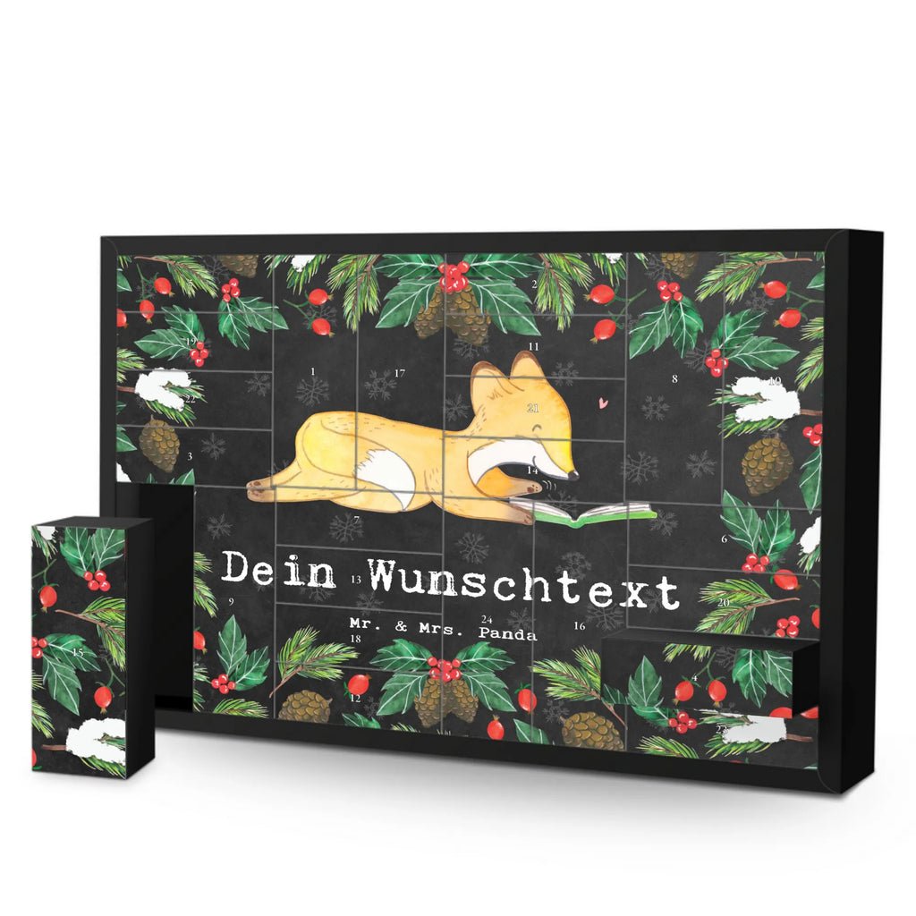 Personalisierter Befüllbarer Adventskalender Fuchs Lesen Befüllbarer Adventskalender, Adventskalender zum selbst befüllen, Geschenk, Sport, Sportart, Hobby, Schenken, Danke, Dankeschön, Auszeichnung, Gewinn, Sportler, lesen, Bücher lesen, Bücherwurm