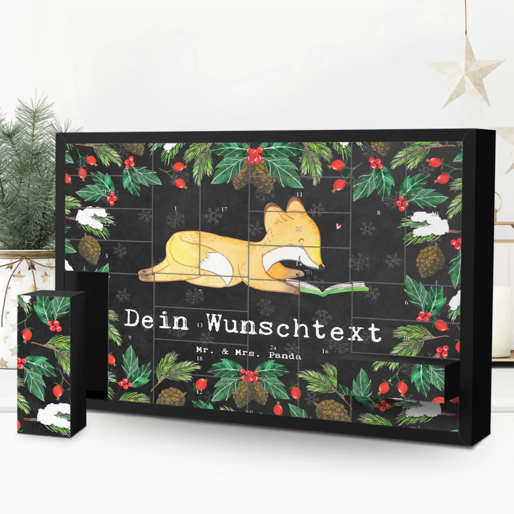 Personalisierter Befüllbarer Adventskalender Fuchs Lesen Befüllbarer Adventskalender, Adventskalender zum selbst befüllen, Geschenk, Sport, Sportart, Hobby, Schenken, Danke, Dankeschön, Auszeichnung, Gewinn, Sportler, lesen, Bücher lesen, Bücherwurm