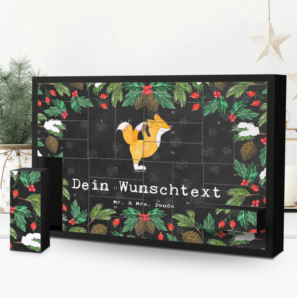 Personalisierter Befüllbarer Adventskalender Fuchs Eiskunstläufer Befüllbarer Adventskalender, Adventskalender zum selbst befüllen, Geschenk, Sport, Sportart, Hobby, Schenken, Danke, Dankeschön, Auszeichnung, Gewinn, Sportler, Eiskunstläufer, Eiskunstläuferin, Eiskunst