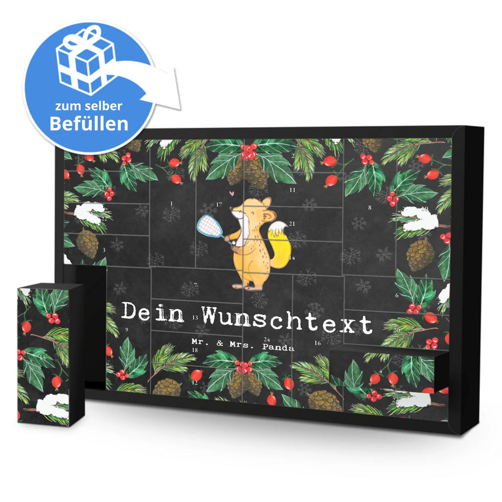 Personalisierter Befüllbarer Adventskalender Fuchs Squash spielen Befüllbarer Adventskalender, Adventskalender zum selbst befüllen, Geschenk, Sport, Sportart, Hobby, Schenken, Danke, Dankeschön, Auszeichnung, Gewinn, Sportler, Squash spielen, Squashhalle, Ballsport